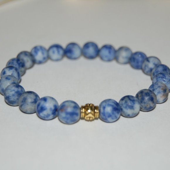 Blue Stone Bracelet,Sodalite Bracelet,8mm Beads,Elastic Bracelet,Gemstone - Picture 3 of 3
